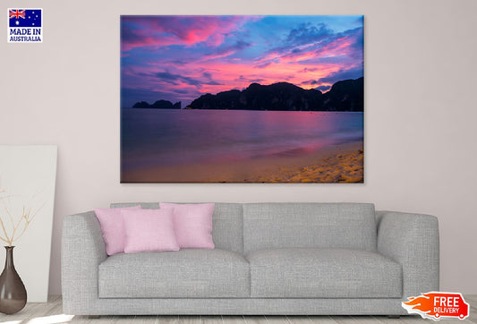 Rocks Near Sea Pink Sky Scenery Photograph Porto Print 100% Australian Made