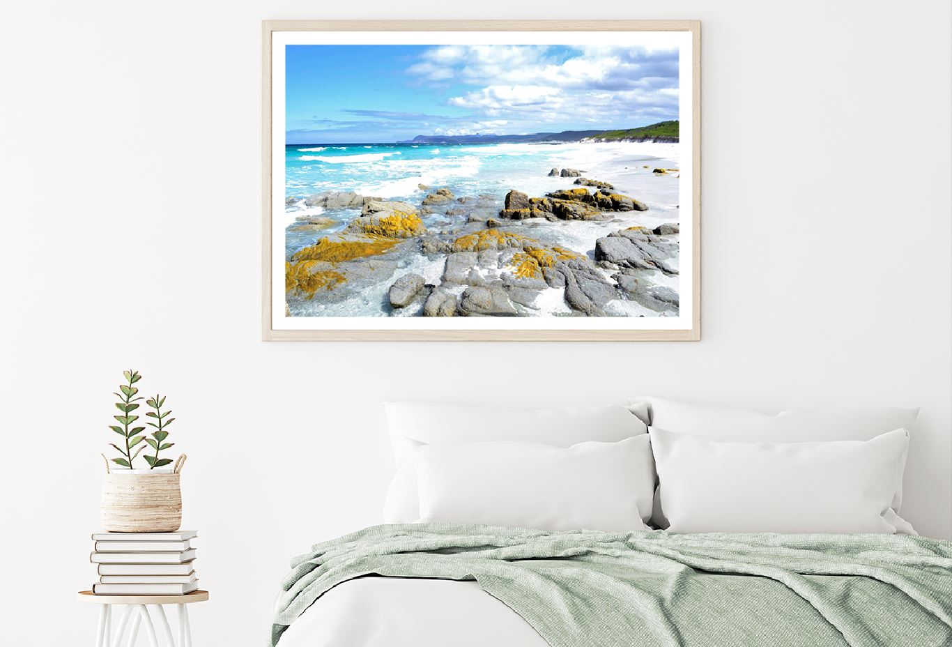 Mossy Rocks Near Sea Photograph in Tasmania Home Decor Premium Quality Poster Print Choose Your Sizes