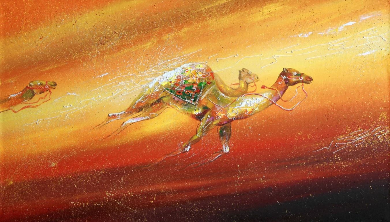 Camels & Abstract Oil Painting Home Decor Premium Quality Poster Print Choose Your Sizes
