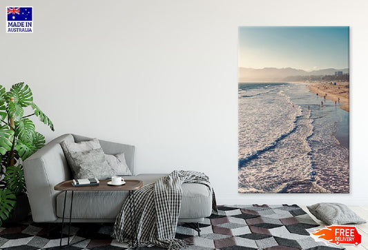 Golden Beach Waves Sunset Scenery Photograph Print 100% Australian Made