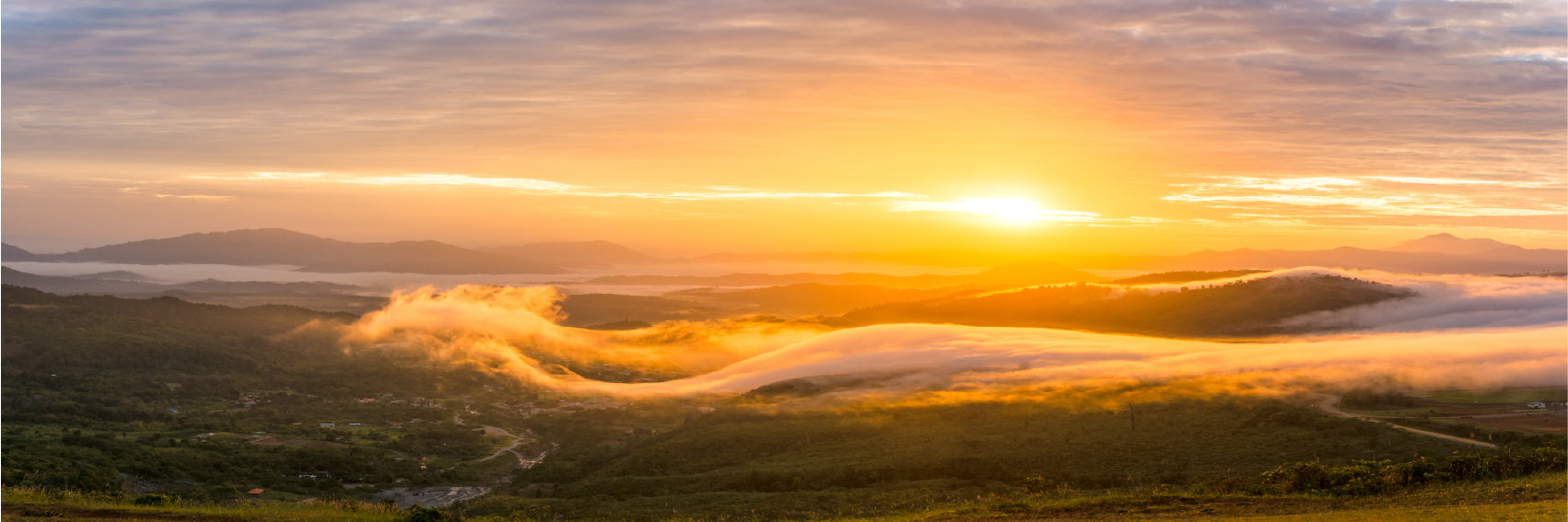 Panoramic Canvas Sunrise Lohan Ranau Scenery Photograph High Quality 100% Australian Made Wall Canvas Print Ready to Hang