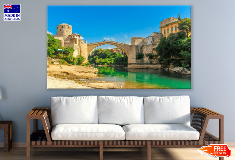 Old Bridge View From Neretva River Print 100% Australian Made
