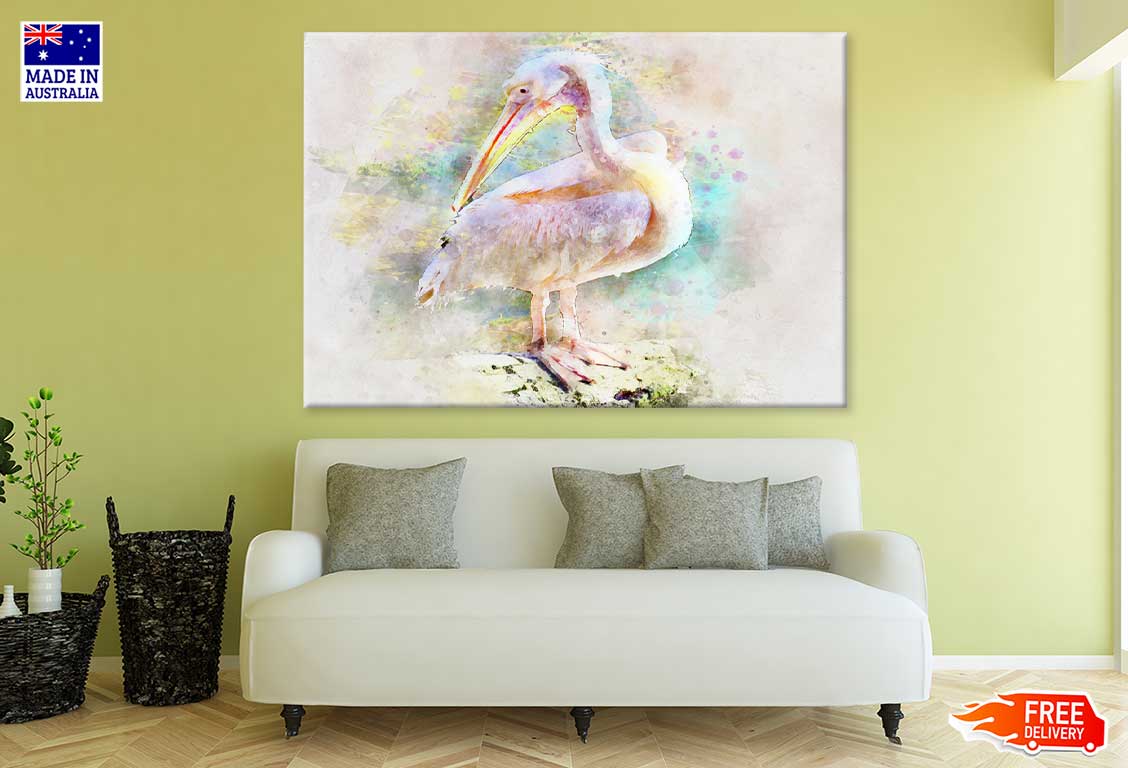 Pelican Bird Watercolor Painting Print 100% Australian Made