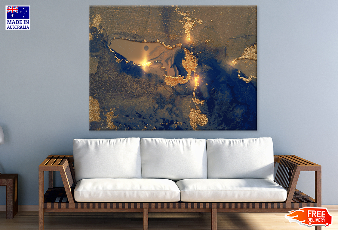 Blue & Gold Abstract Design Print 100% Australian Made