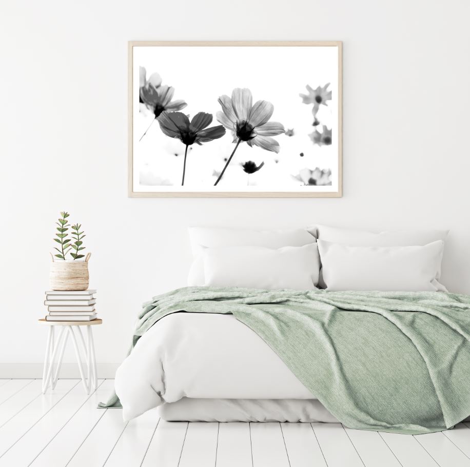 B&W Flowers Closeup Photograph Home Decor Premium Quality Poster Print Choose Your Sizes