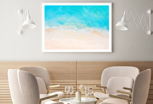 Blue Sea Waves & Seashore Aerial View Photograph Home Decor Premium Quality Poster Print Choose Your Sizes