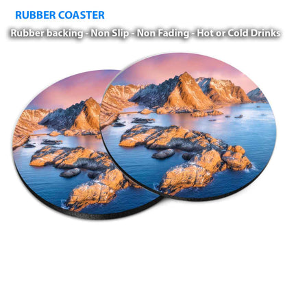 Rocky Island Wooden Path Sunset Sky Coasters Wood & Rubber - Set of 6 Coasters