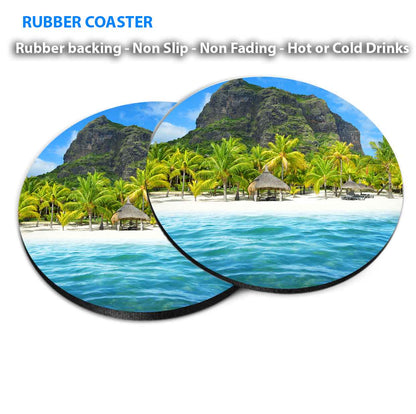 Boats on Sea Cloudy Sky Palm Beach Coasters Wood & Rubber - Set of 6 Coasters