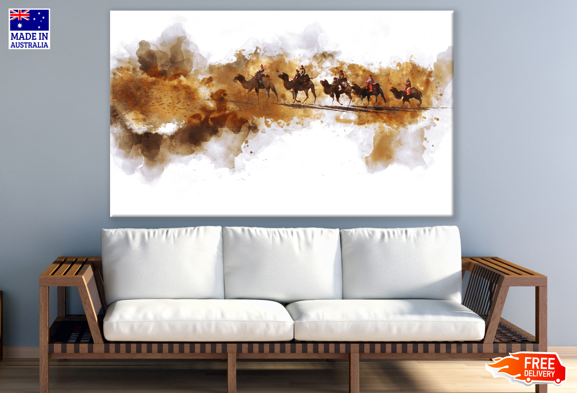 Camels & Men Walking Across the Desert Print 100% Australian Made