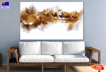 Camels & Men Walking Across the Desert Print 100% Australian Made