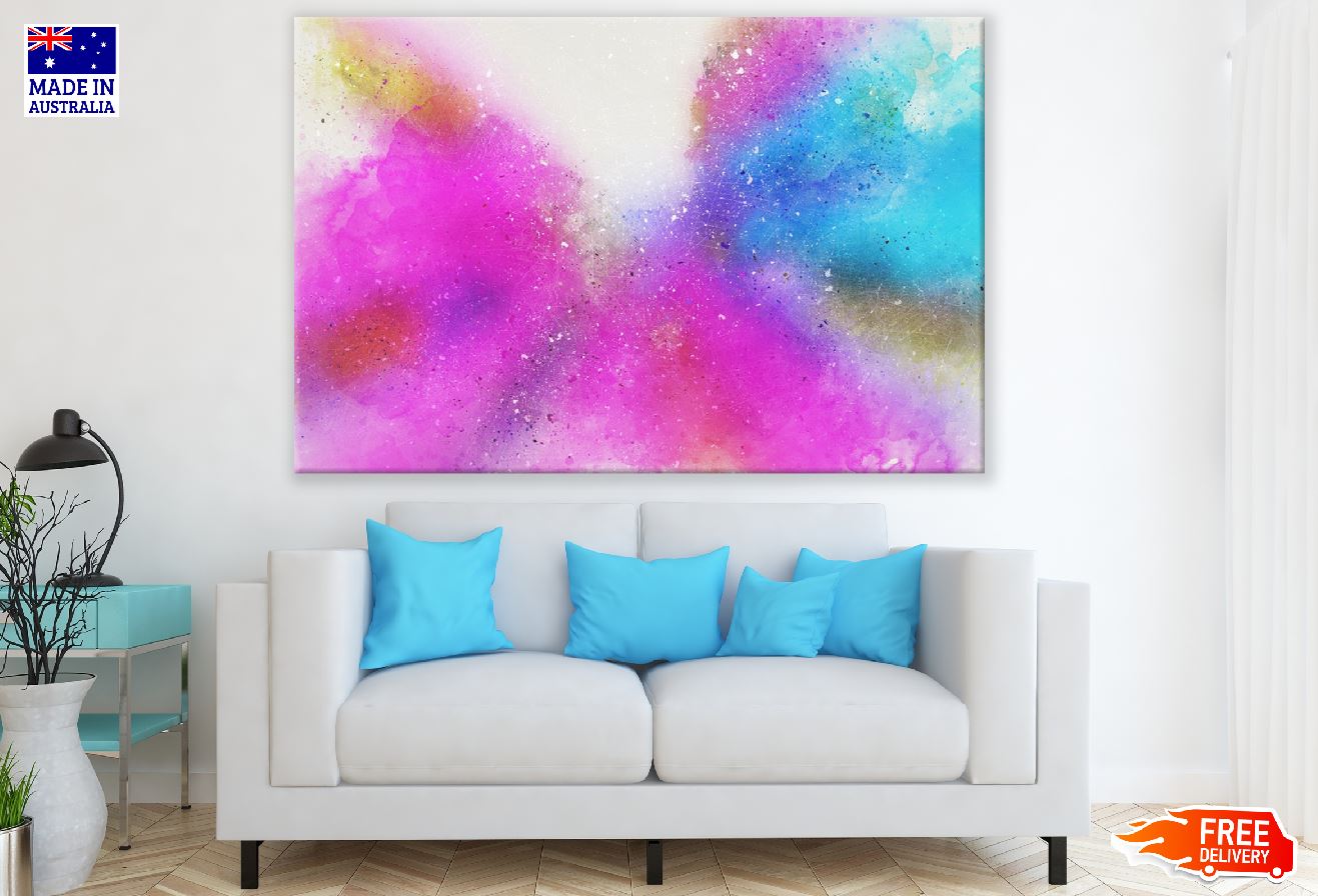 Blue Pink & Grey Abstract Design Print 100% Australian Made