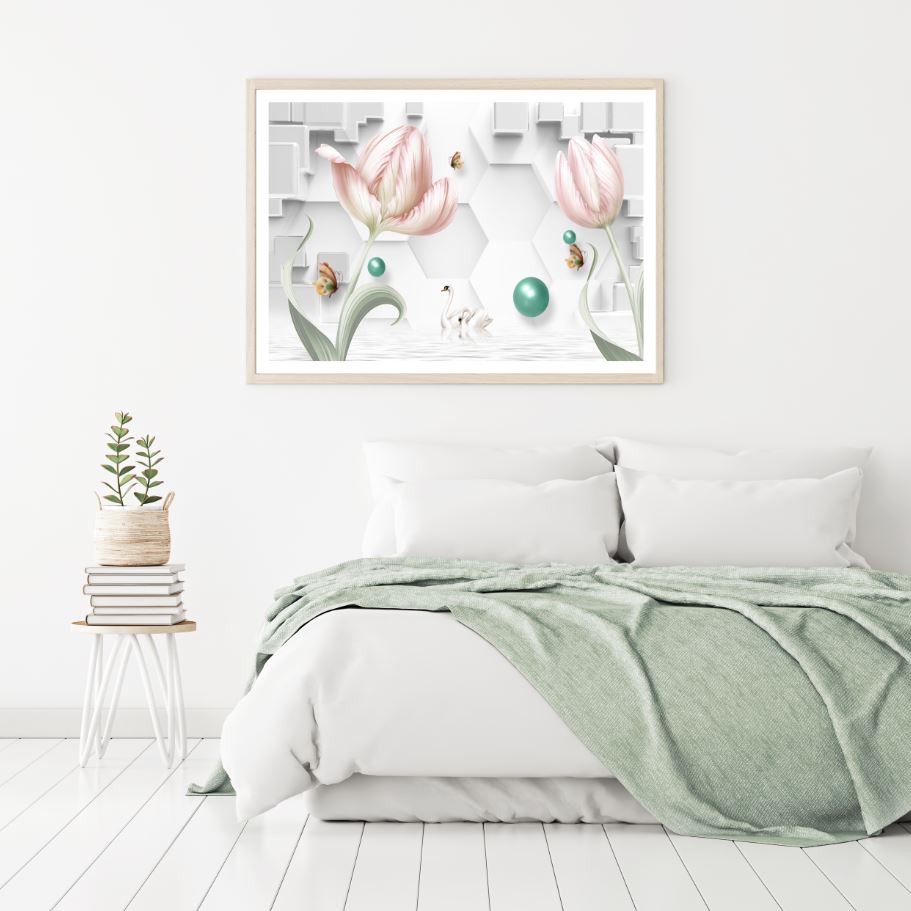 Butterflies & Flowers 3D Design Home Decor Premium Quality Poster Print Choose Your Sizes
