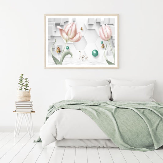Butterflies & Flowers 3D Design Home Decor Premium Quality Poster Print Choose Your Sizes