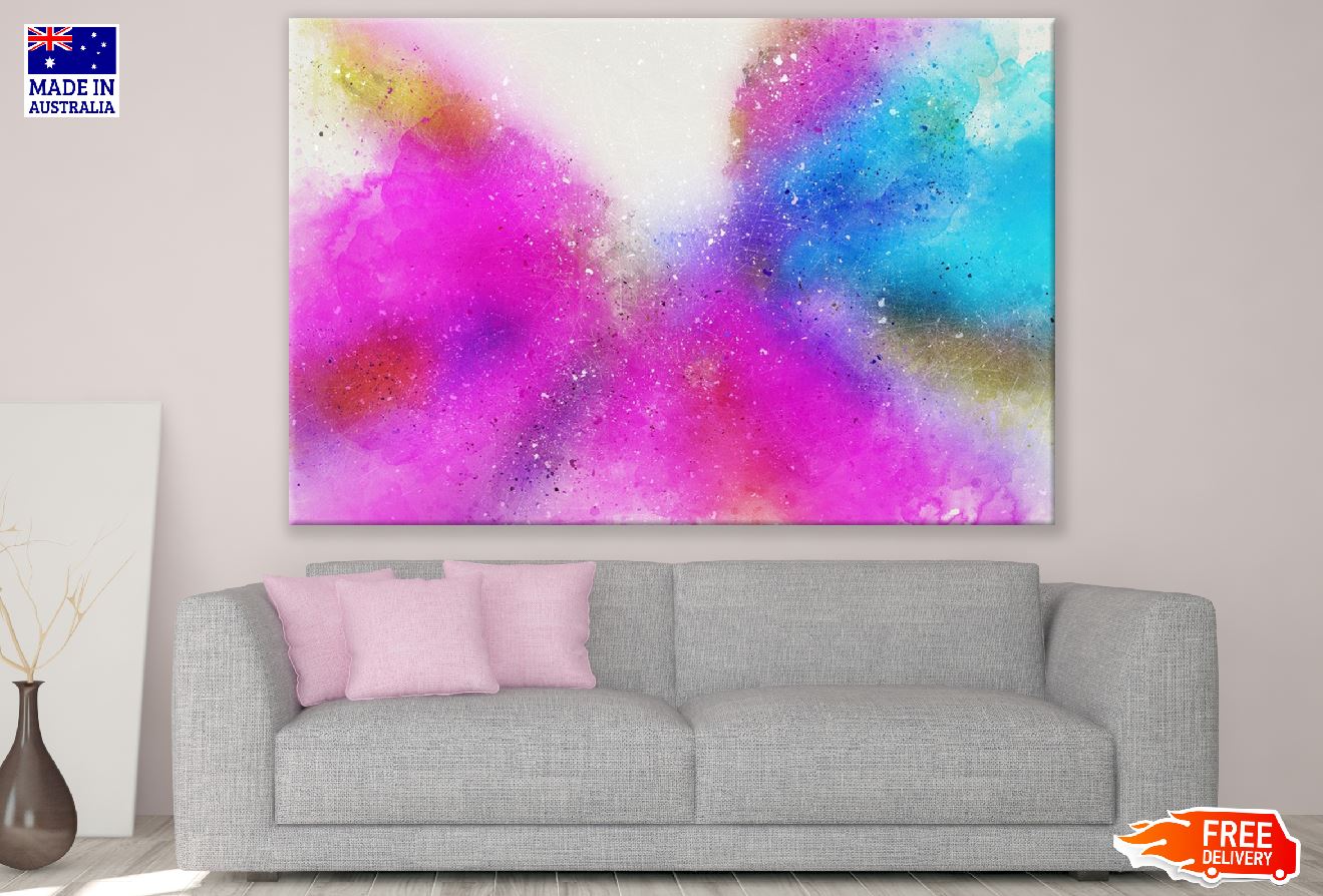 Blue Pink & Grey Abstract Design Print 100% Australian Made