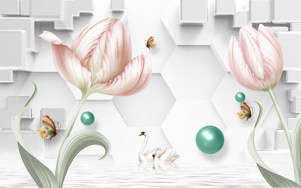 Butterflies & Flowers 3D Design Home Decor Premium Quality Poster Print Choose Your Sizes