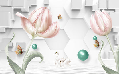 Butterflies & Flowers 3D Design Home Decor Premium Quality Poster Print Choose Your Sizes