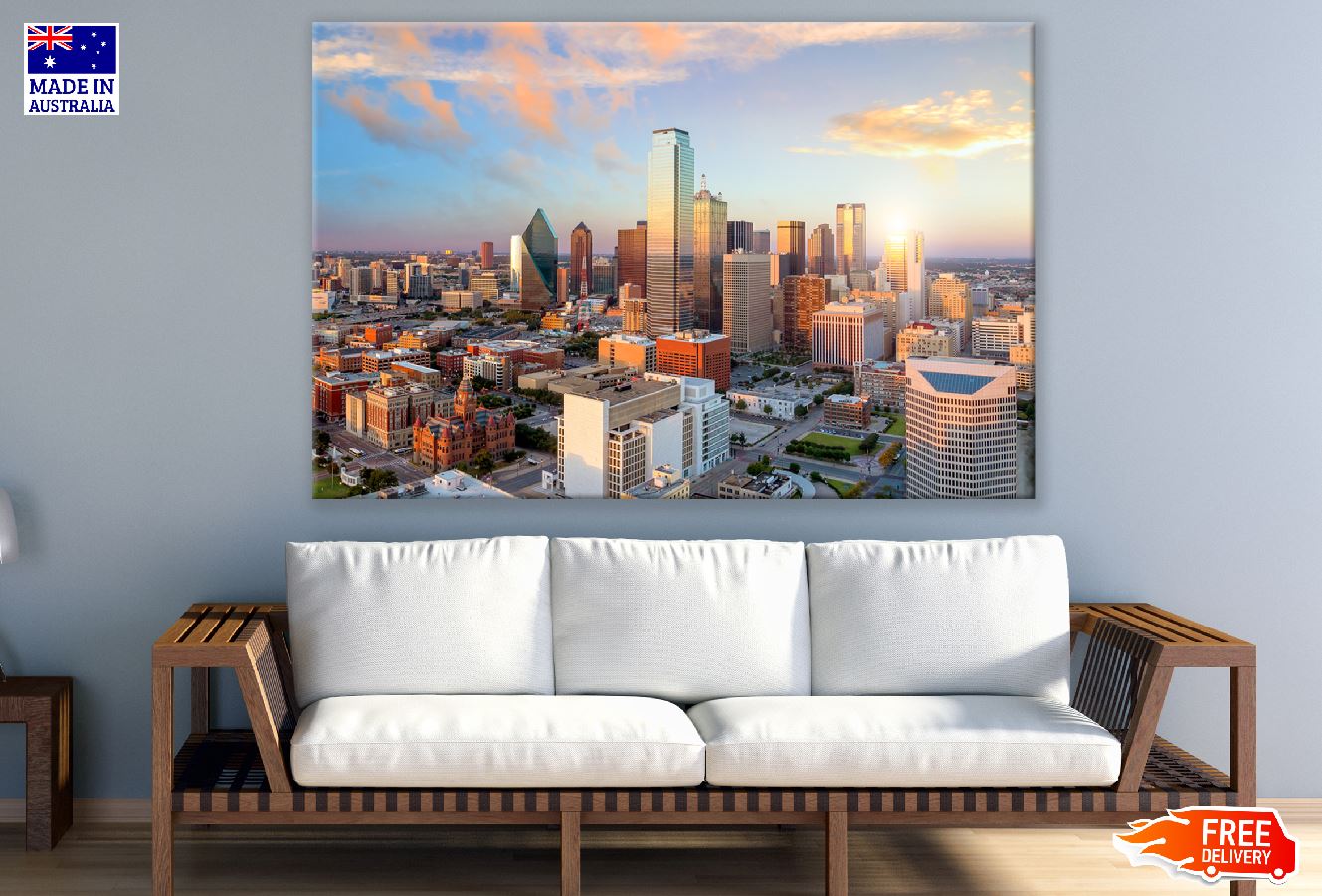 Dallas, Texas Cityscape Sunset Photograph Print 100% Australian Made