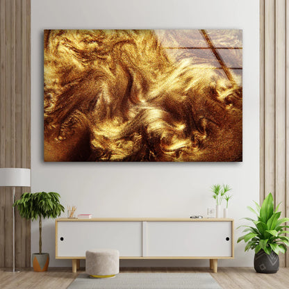 Gold Liquid Abstract Design Acrylic Glass Print Tempered Glass Wall Art 100% Made in Australia Ready to Hang