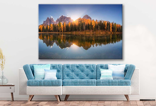 Bella Home Orange Trees at Sunrise in Autumn Print Canvas Ready to hang