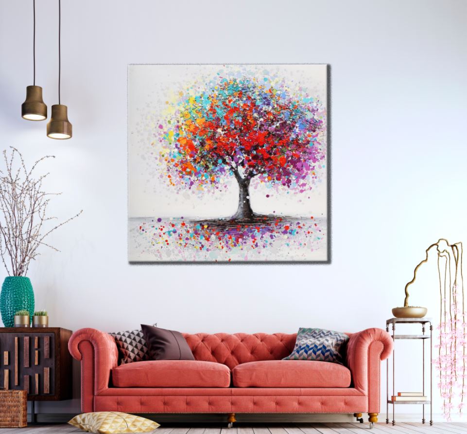 Square Canvas Colorful Tree High Quality Print 100% Australian Made