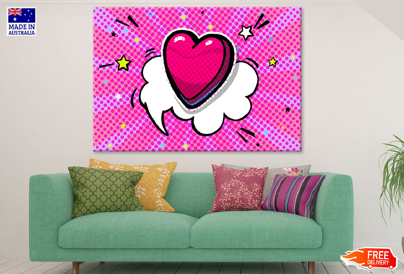 Colorful Heart Shape 3D Illustration Print 100% Australian Made