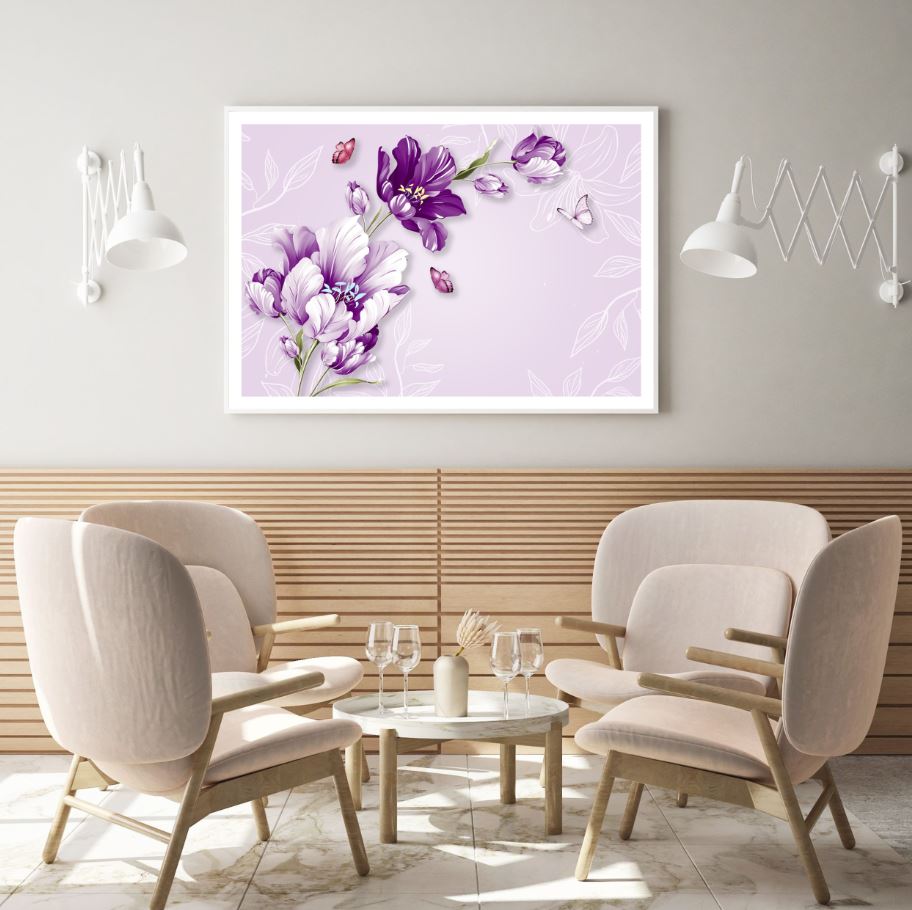 Butterflies & Flowers 3D Design Home Decor Premium Quality Poster Print Choose Your Sizes