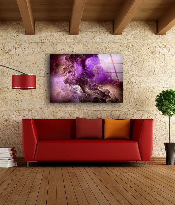 Purple Brown & Pink Abstract Cloud Design Acrylic Glass Print Tempered Glass Wall Art 100% Made in Australia Ready to Hang