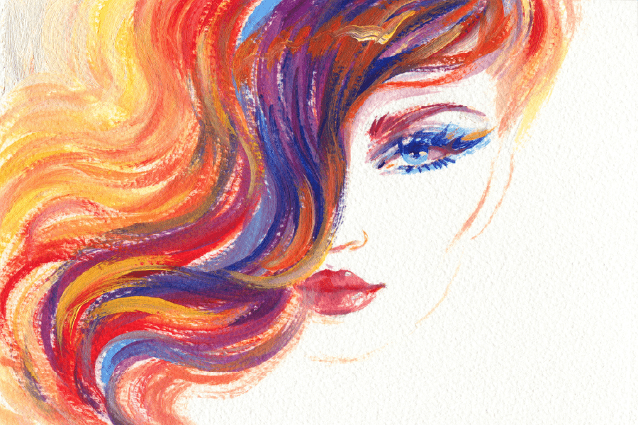 Woman with Colorful Hair Fashion Watercolor Painting Print 100% Australian Made