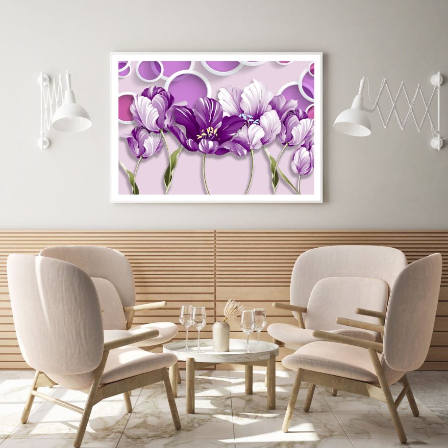 Purple Flowers 3D Design Home Decor Premium Quality Poster Print Choose Your Sizes