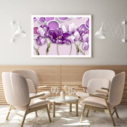 Purple Flowers 3D Design Home Decor Premium Quality Poster Print Choose Your Sizes