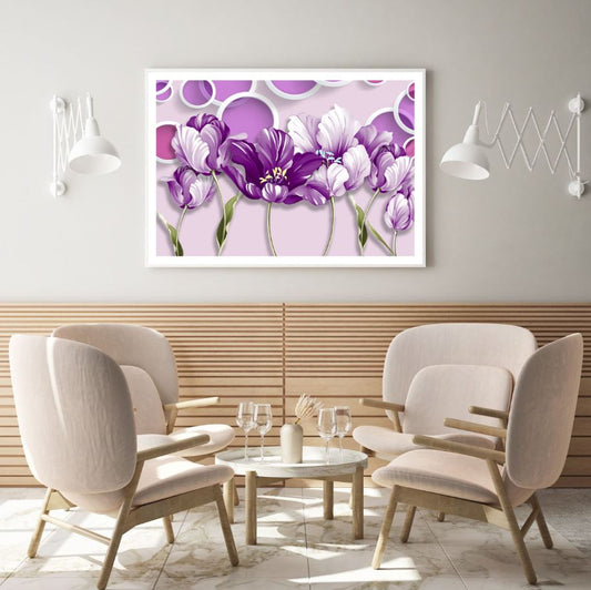 Purple Flowers 3D Design Home Decor Premium Quality Poster Print Choose Your Sizes