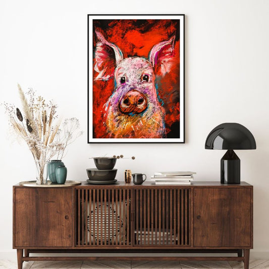 Pig Portrait Watercolor Painting Home Decor Premium Quality Poster Print Choose Your Sizes