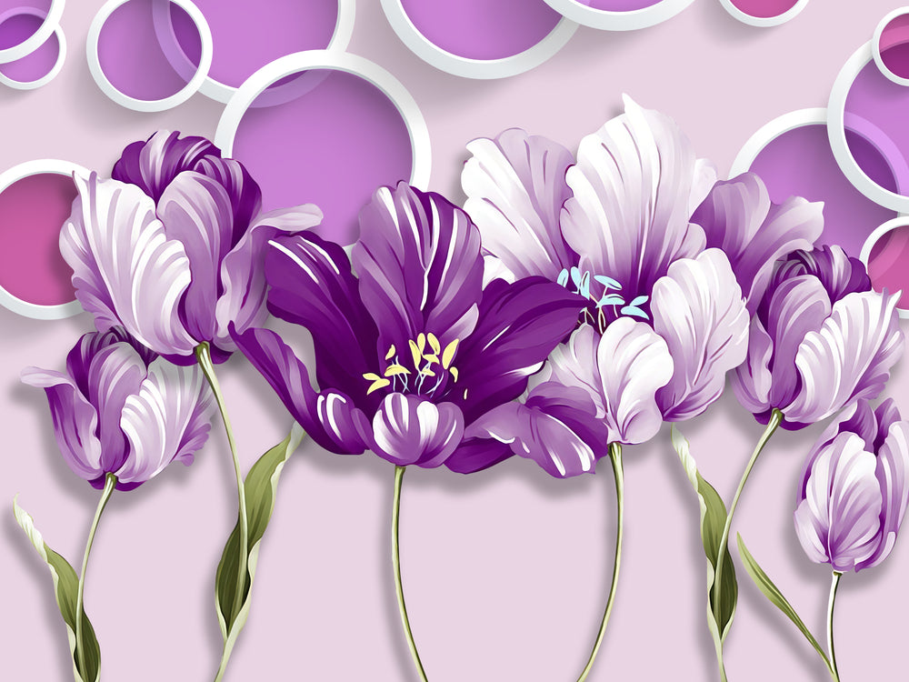 Purple Flowers 3D Design Home Decor Premium Quality Poster Print Choose Your Sizes