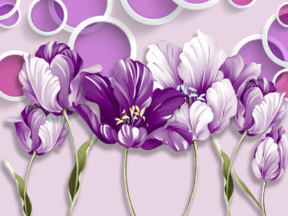 Purple Flowers 3D Design Home Decor Premium Quality Poster Print Choose Your Sizes