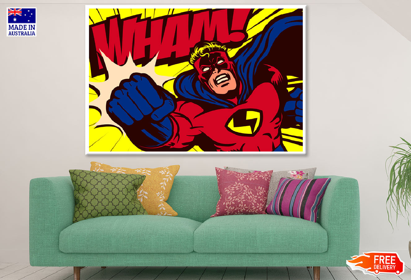 Wham Quote & Super Hero Illustrationn Print 100% Australian Made