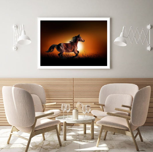 Horse Running at Sunset Scenery Home Decor Premium Quality Poster Print Choose Your Sizes