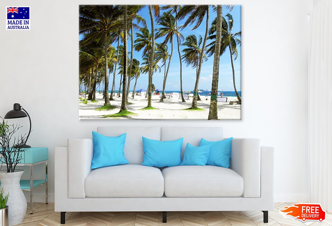 Palm Trees on Sea Shore Photograph Print 100% Australian Made