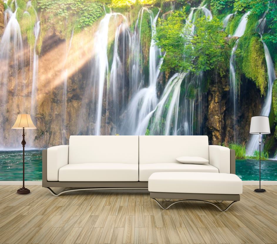 Wallpaper Murals Peel and Stick Removable Waterfall in Forest Photograph High Quality