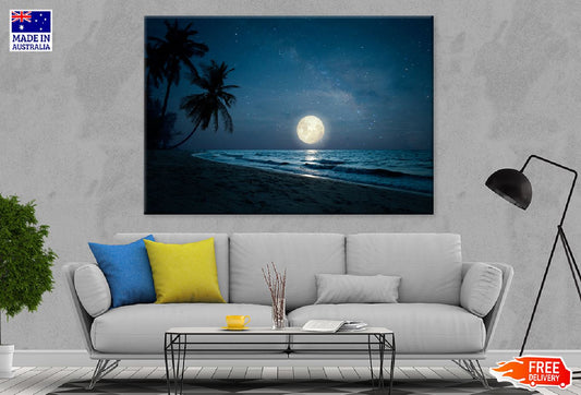 Beach & Palm Tree Night Sky View Photograph Print 100% Australian Made
