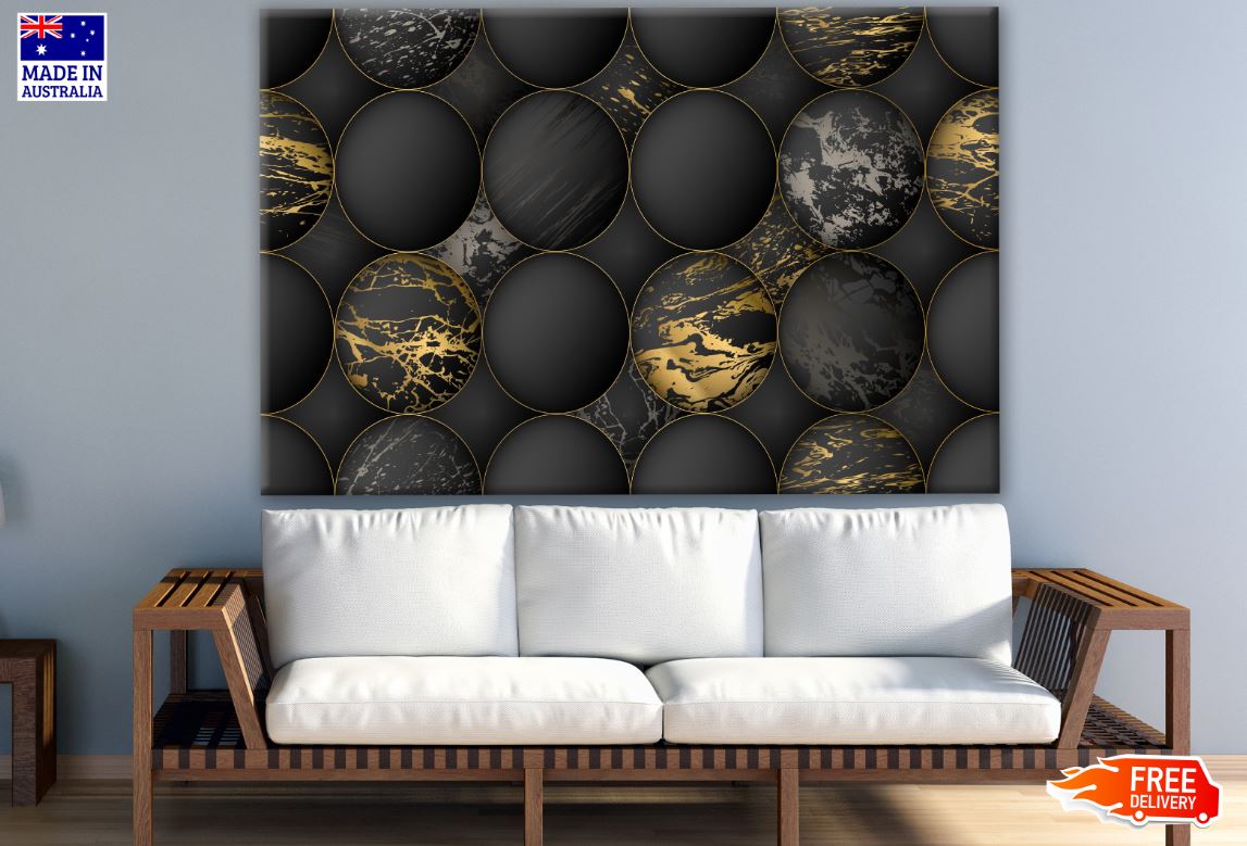 Black & Gold Abstract Circle Design Print 100% Australian Made