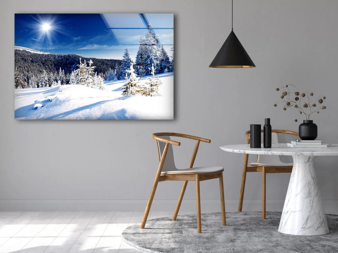 Snow Covered Forest Photograph Acrylic Glass Print Tempered Glass Wall Art 100% Made in Australia Ready to Hang