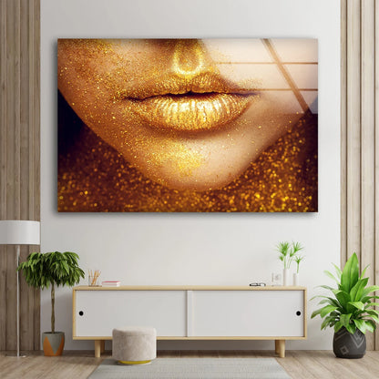 Girl Face with Gold Makeup Closeup Photograph Acrylic Glass Print Tempered Glass Wall Art 100% Made in Australia Ready to Hang