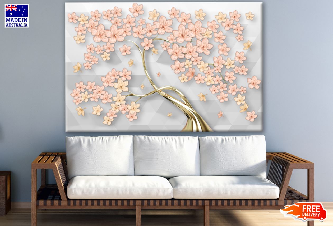 Gold Flower Tree 3D Design Print 100% Australian Made