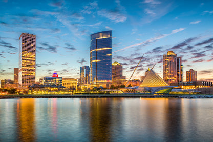 Milwaukee, Wisconsin, USA Downtown City Skyline Photograph Print 100% Australian Made