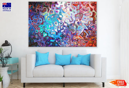 Blue & Red Pattern Abstract Design Print 100% Australian Made