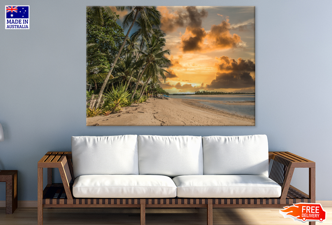 Palm Trees & Sea Sunset Sky View Photograph Print 100% Australian Made