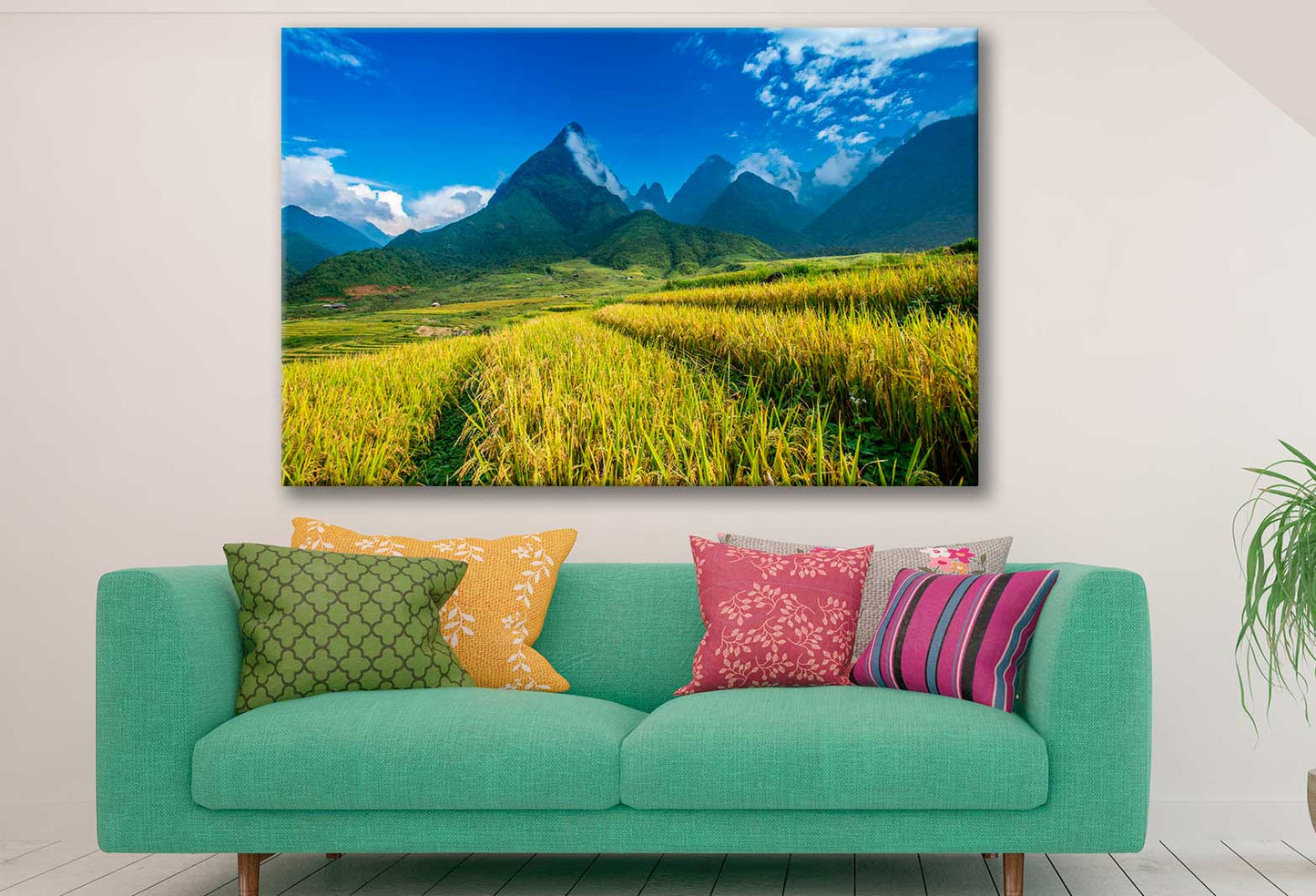 Bella Home Beautiful Rice Paddy Fields Print Canvas Ready to hang