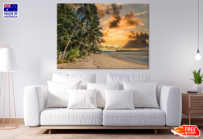 Palm Trees & Sea Sunset Sky View Photograph Print 100% Australian Made