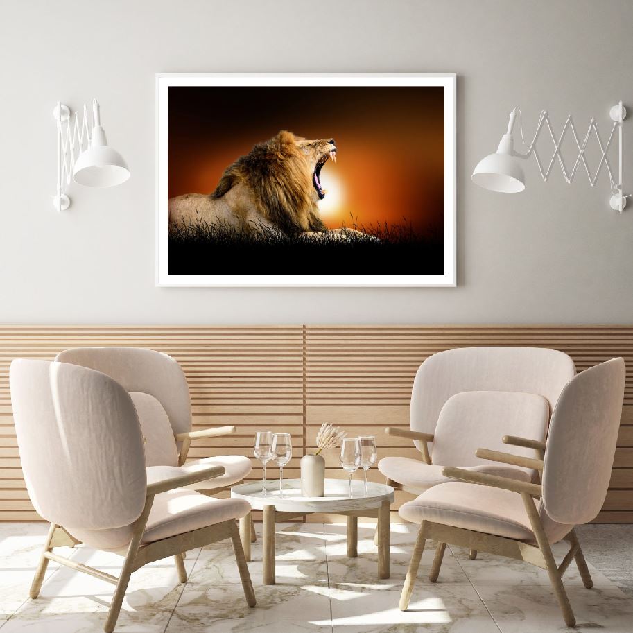 Lion at Sunset Scenery Home Decor Premium Quality Poster Print Choose Your Sizes