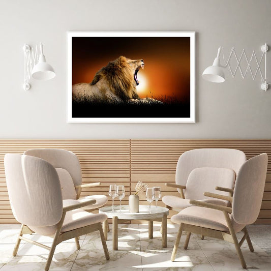 Lion at Sunset Scenery Home Decor Premium Quality Poster Print Choose Your Sizes
